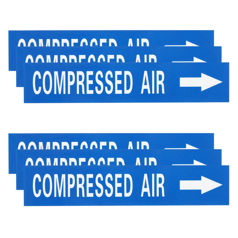 MECCANIXITY Self-Stick Compressed AIR Sticker Pipe Flow Arrow Marker 1-3/5 x 8 Inch Pipe Identification Marking Labels Right-Pointing for Air Compressors White on Blue, Pack of 30