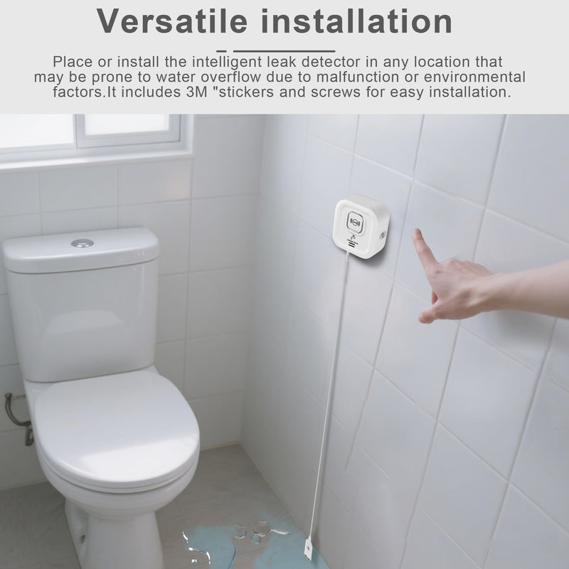 WiFi Water Leak Detectors 100dB Smart Water Sensor Alarm with 3.22 ft Sensor Cable Triple Detection Mode, with App Remote Monitor, Wireless Tank Level Monitor for Basement, Kitchen, Bathroom(1pack) 1pack