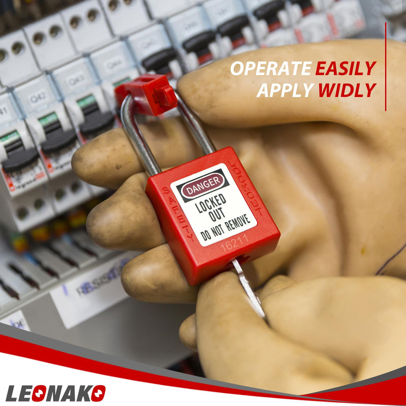 [Australia - AusPower] - Lockout Tagout Locks, 5 Red Loto Lock Set, Safety Locks Keyed Different, 2 Keys per Locks, OSHA Compliant, Different Numbers for Lock Out Tag Out Station and Devices 5 pack padlocks-steel shackle 