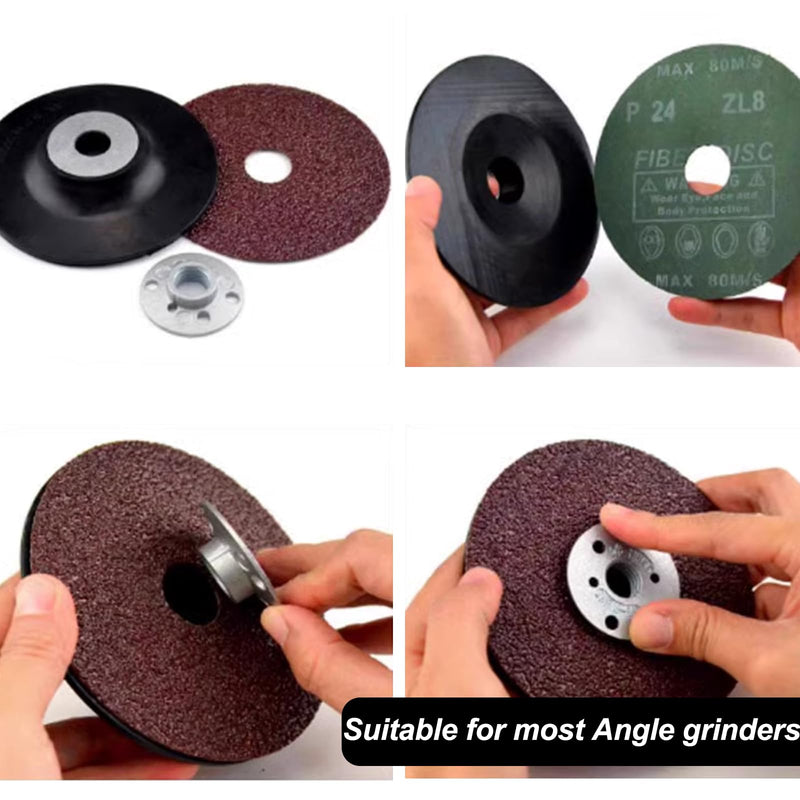 [Australia - AusPower] - Pack of 2 Fibre Discs 125 mm Sanding Discs Angle Grinder Sanding Disc Grinding Attachment for Angle Grinders Compatible with Grinders and Grinders with an Inner Diameter of 14 mm 