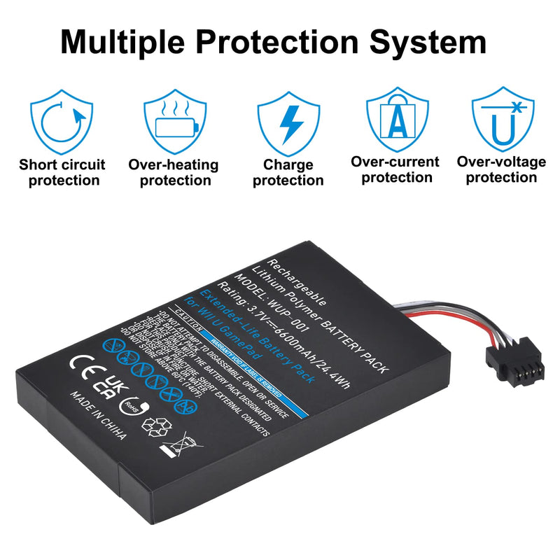 [Australia - AusPower] - Pickle Power 6600mAh Wii U Gamepad Battery, Rechargeable Wii U Battery Replacement for Nintendo Wii U Gamepad WUP-010 WUP-012 