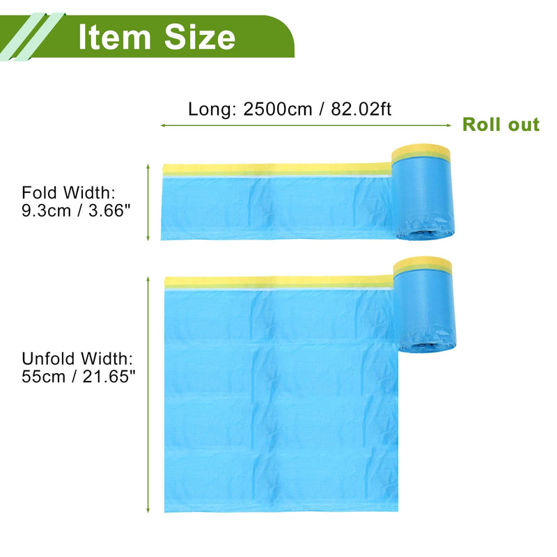 Pre-Taped Masking Film Plastic Cover PE Film Masking Paper 1 Pc 2500x55cm / 82.02ftx21.65" Yellow Blue