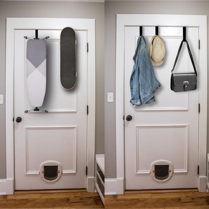 [Australia - AusPower] - 10pcs Over The Door Hooks - Sturdy & Stylish Organizer for 40lbs - Ideal for Bedroom Essentials, Towels & Clothes Hanger, Wreath Door Hanger - Black 