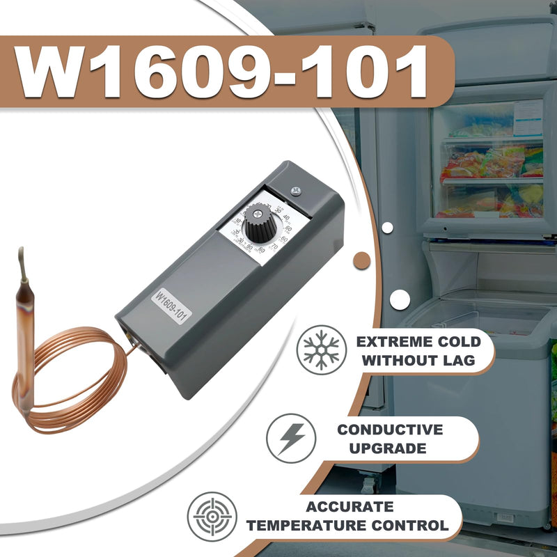 [Australia - AusPower] - W1609-101 Refrigeration Thermostat Temperature Controller with Remote Bulb & 5 Ft Capillary – TH-1609 Model, Temperature Range: -30°F to 90°F (-34°C to 32°C) 