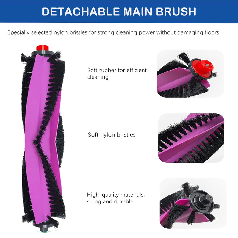 18Pcs Replacement Parts for Eureka J15 Pro Ultra Robot Vacuum Cleaner, 1 Main Roller Brush 4 Side Brushes 4 Hepa Filters 4 Mop Pads 4 Vacuum Bags,1 Cleaning Brush Accessories Kit