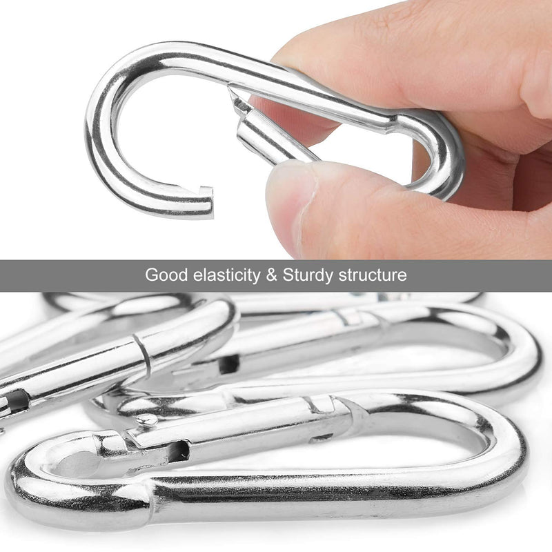 [Australia - AusPower] - 20 Pack 2-3/8 inch Spring Snap Hooks, Heavy Duty Key Carabiner Clip, Quick Links Hammocks Hook for Camping Hiking Swing M6x60mm 6x60mm Silver 20 