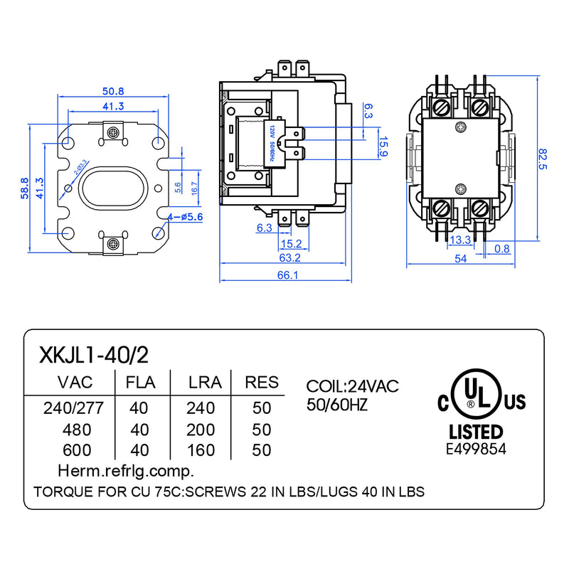 [Australia - AusPower] - 2 Pcs HVAC Motor Contactor, 24V Coil 2 Pole 40 Amp AC Contactor Furnace Replacement Relays, AC Definite Purpose HVAC Relays, Air Conditioner Condenser Compressor 
