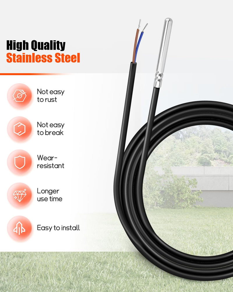 [Australia - AusPower] - PT1000 Temperature Sensor for Solar Water Heater Collector Temperature Sensing Fit for Sun Earth 0301U, T1 Sensor & More | Replacement Water Temperature Sensor 