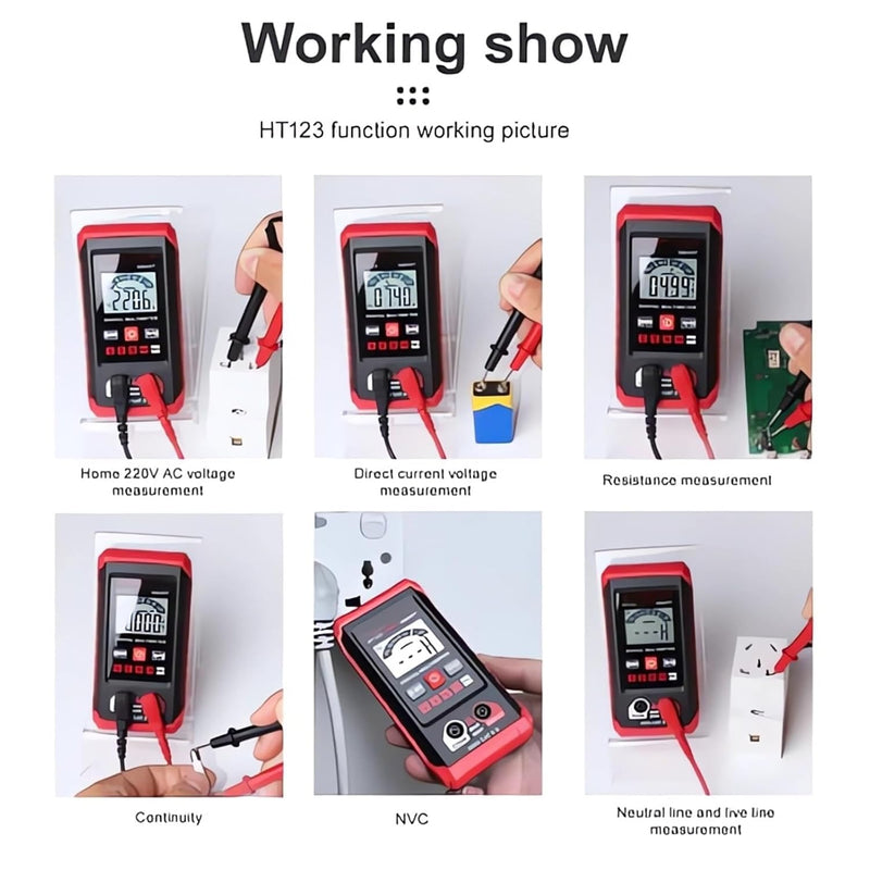 [Australia - AusPower] - HT Automatic Digital Multimeter - Auto-Ranging Voltmeter - Electric Meter Tester Tool Smart Measurement - Non Contact Volt DC Amp Meter Tester Digital Voltmeter for Ac/Dc Voltage (Red) Red 