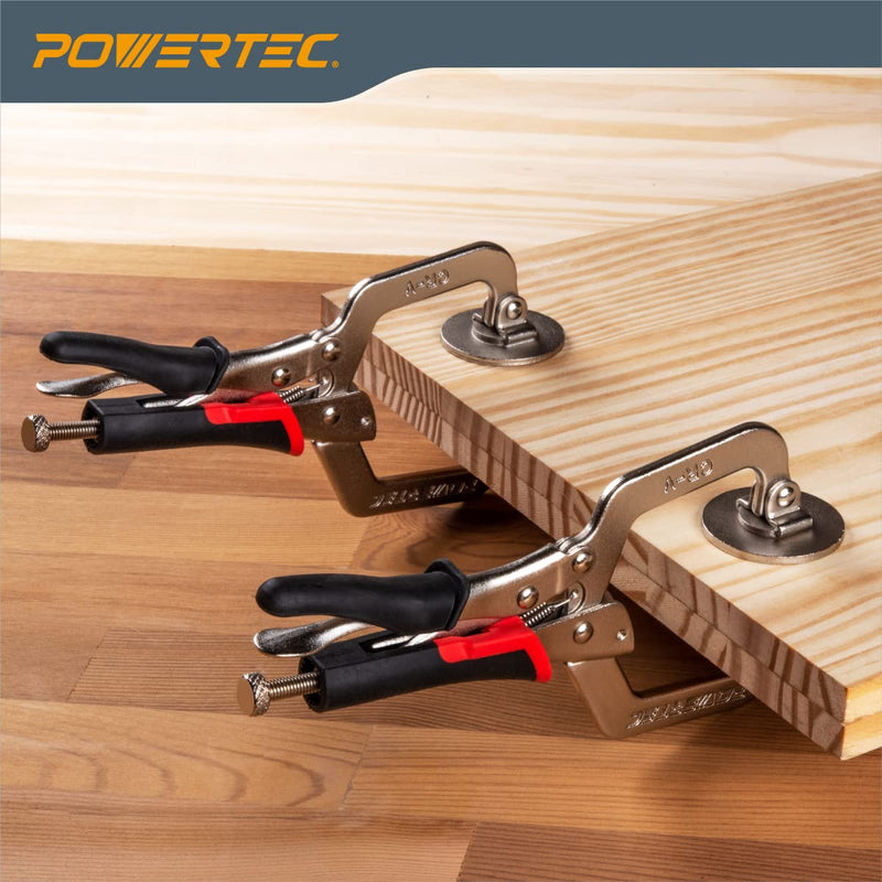 [Australia - AusPower] - POWERTEC 71641 2-Inch, Face Clamps, C-Clamp with Ergonomic Grip and Adjustable Swivel Pads for Woodworking, Pocket Hole Joinery - 2PK, Black Face clamp, 2PK 