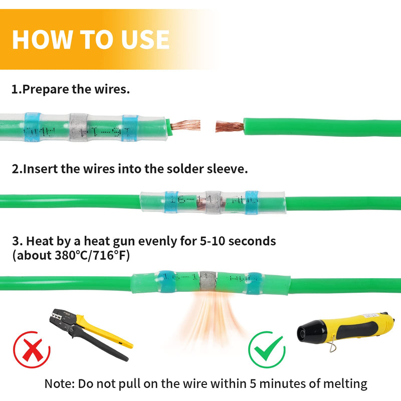 400PCS Solder Seal Wire Connectors with Heat Gun, Solder Stick Wire Connectors Solderstick Waterproof Wire Electrical Connector Kit for Marine (26-6 Gauge) 400PCS Solder Sticks With Heat Gun