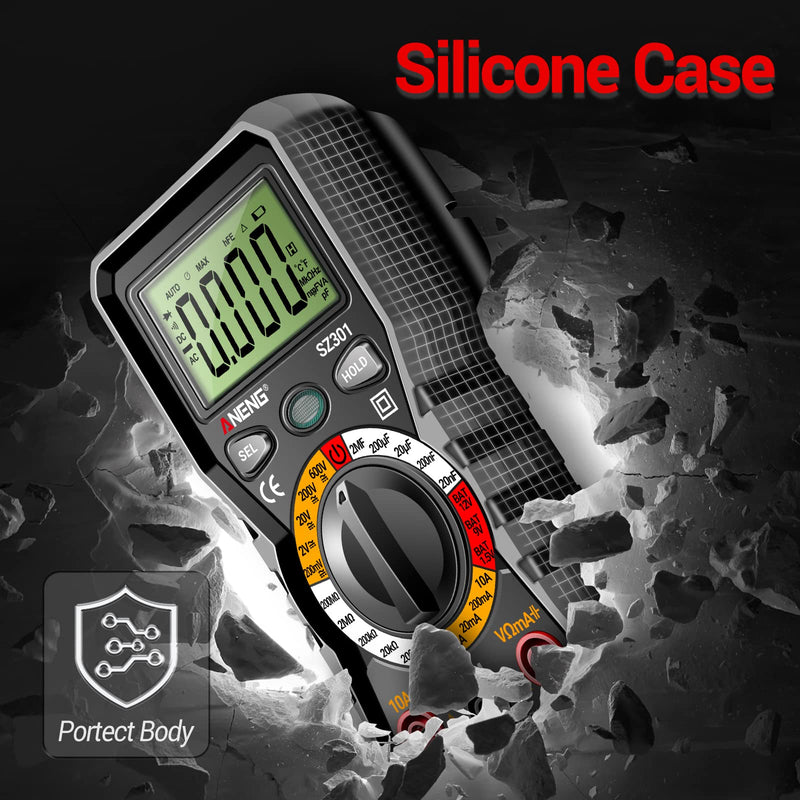 [Australia - AusPower] - ANENG Digital Multimeter with Case,DC AC Voltmeter,Ohm Volt Amp Meter,Measures Voltage,Current,Resistance,Continuity,Diodes,Electric Tools for Househould Outlet,Automotive Battery Test SZ301 Black 