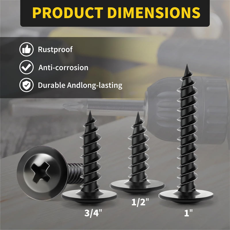 [Australia - AusPower] - Wood Screws 3/4 Inch, 125 PCS FIXLINK Premium Phillips Truss Head Black Wood Screws, Self Tapping Electrophoresis Modified Fast Truss Head Wood Screw Used in Indoor Furniture, Woodworking (#8 x 3/4") #8 x 3/4" 