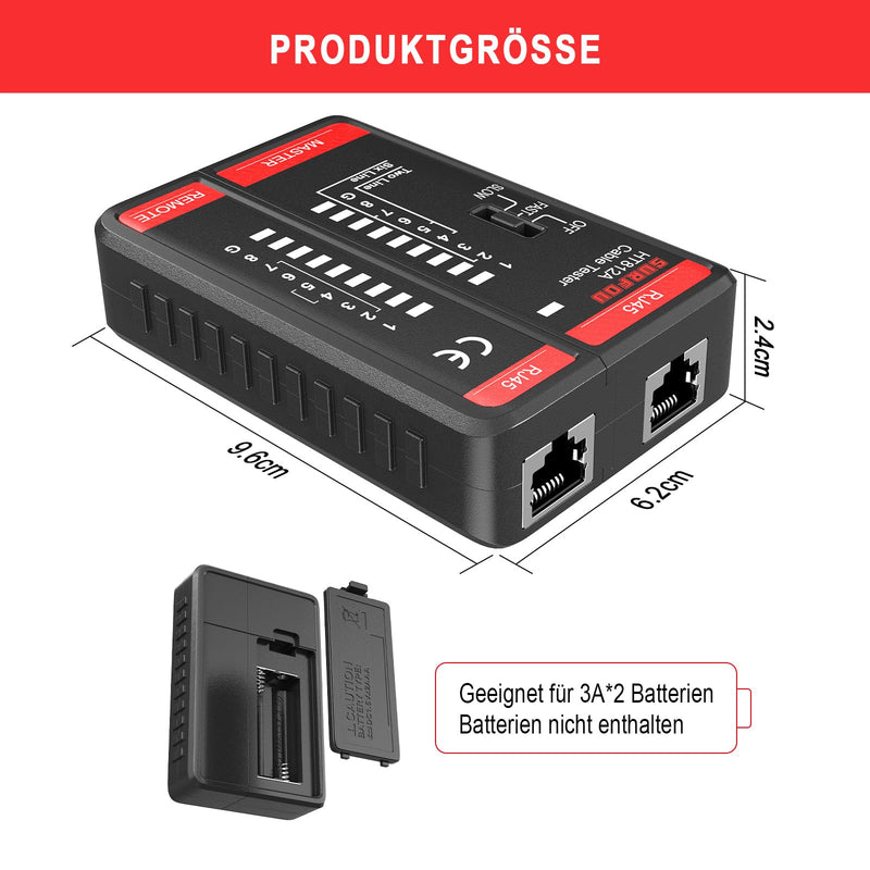 [Australia - AusPower] - SURFOU LAN Tester Network Cable Tester, RJ45 Network Tester for Cat7 Cat6 Cat Cable, Network Cable Tester, Ethernet Network Cable Tester, Network Cable Tester, Internet LAN Cable Tester 