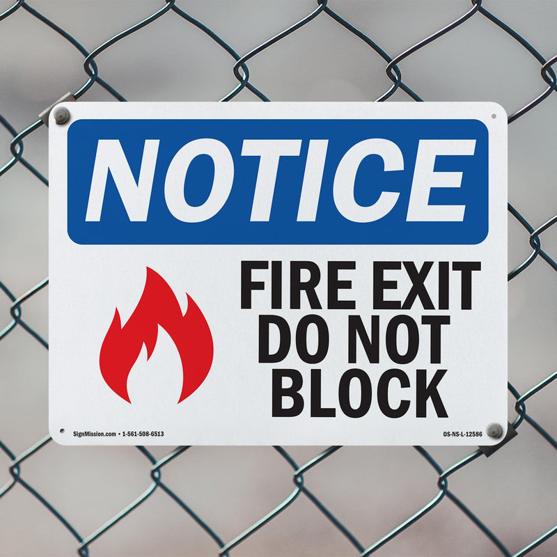 Fire Exit Do Not Block OSHA Notice Aluminum Sign 10 Inch x 7 Inch - 5 Pack 5 Pack of 10" x 7"