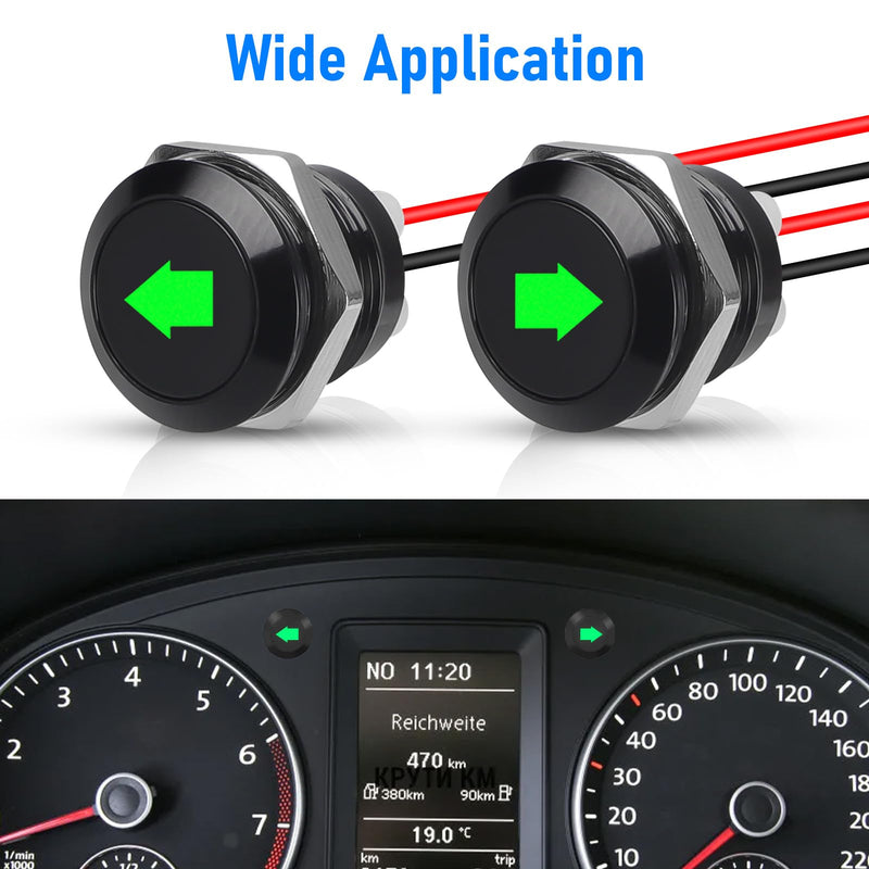 [Australia - AusPower] - Linkstyle 2PCS 12V LED Indicator Light, Waterproof 1/2" Panel Cutout Left/Right Signal Lamp with 310MM 26AWG Wires for Car Trucks 
