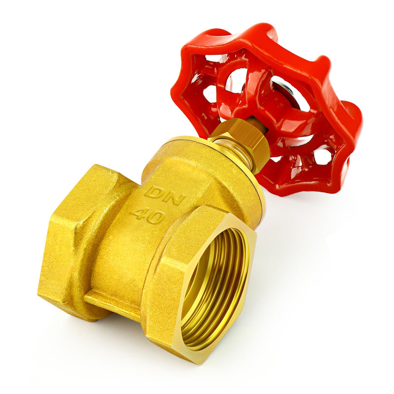 [Australia - AusPower] - GASHER 1PCS 1-1/2 Inch Brass industrial Gate Valve, Heavy-duty Rotary Sluice Valve with Female x Female Threads, with Wheel Handle, For Water, Oil, Gas 1.5 Inch 