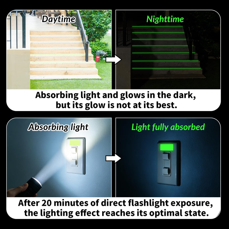 6 Pack Glow in The Dark Tape 33 Ft x 1 inch, Long-Lasting Bright Fluorescent Glow Tape for Christmas Dector, Night Decorations, Safety and Home Marking, Exit Sign, Total 198 Ft 6