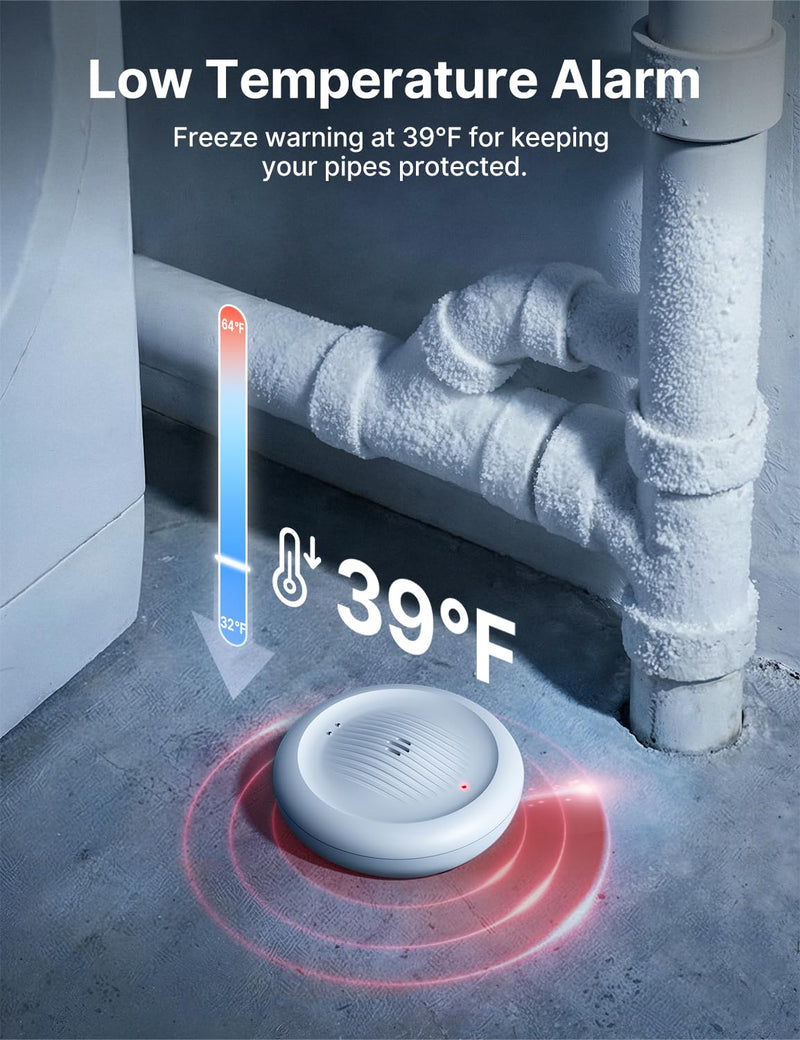 X-Sense Wi-Fi Water Leak Detector Kit, Smart Water Sensor Alarm with App Alerts and Ultra-Slim Design, Water Alarm Leak Detector for Basements, Model SWS0B, 3 Packs