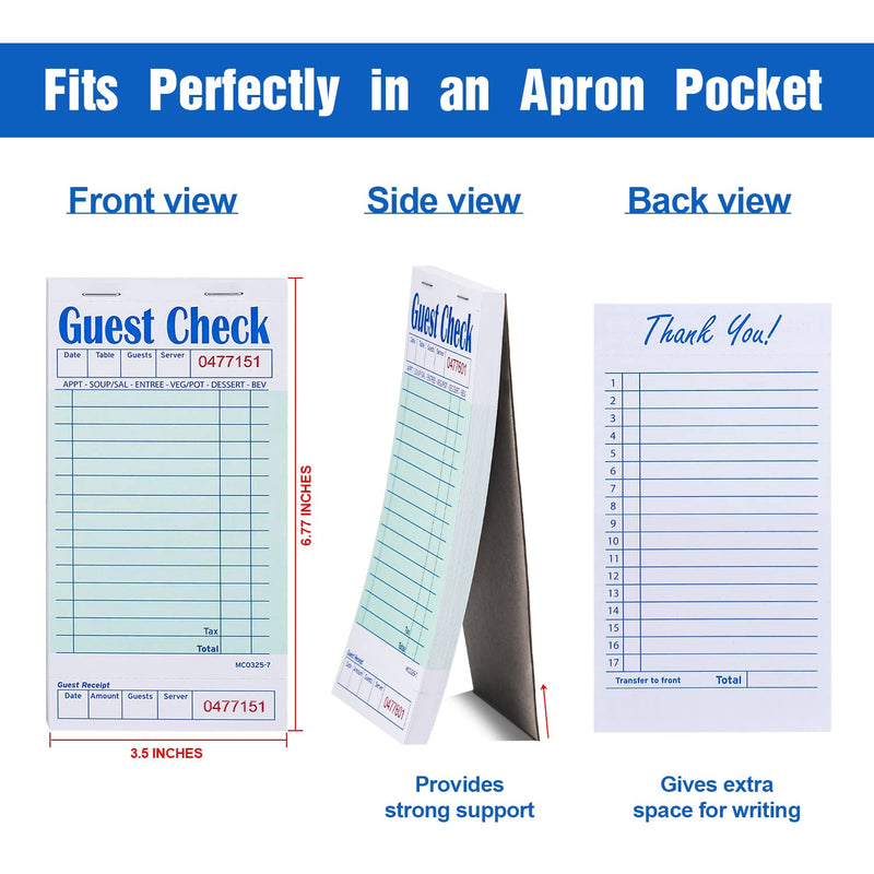 [Australia - AusPower] - Methdic Guest Checks Server Note Pads 250 Orders Waitress Notepad for Restaurants (5 Books) Guest Check With Bottom Receipt?5 Books? 