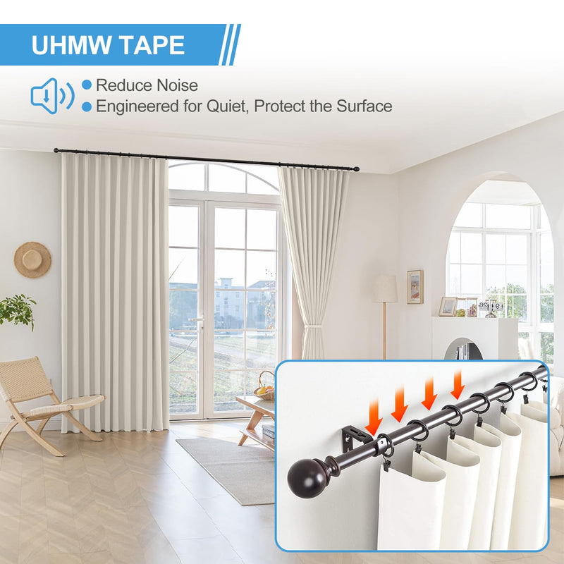 KitchenRaku UHMW (Ultra-high Molecular Weight) Polyethylene Tape, Low Friction Tape Noise Reduce & Surface Protect, Anti Squeak Tape for Wood, Drawers, Cabinets, Curtains (Translucent, 1" x 36Yds) Translucent