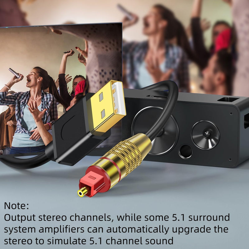 USB A to Optical Audio Adapter,Unidirectional USB to TOSLINK Optical Digital Converter Compatible with Windows/Laptop ONLY,NOT for TV Or Other Devices-6.6FT 6.6FT 1
