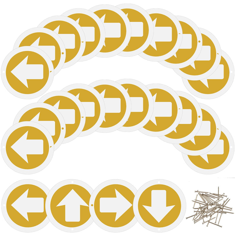 Amylove 24 Pieces Bright Reflective Trail Markers Round Bin Marker with Reflective Tacks Aluminum Signs Thumb Tacks for Hunting Hiking Camping and More Yellow