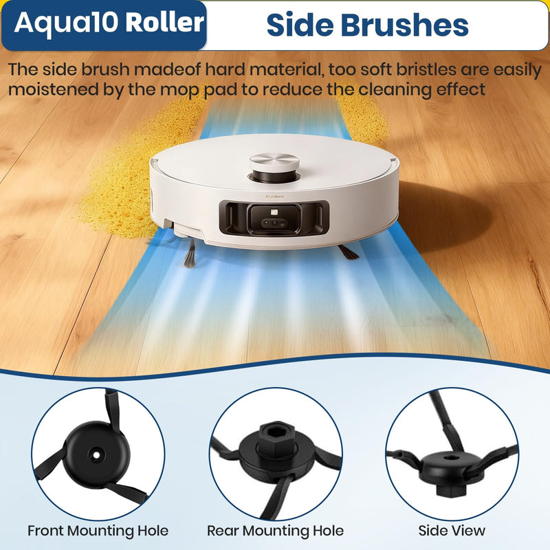 [Australia - AusPower] - 22 Pack Aqua10 Ultra Roller Accessories Kit for Aqua10 Roller/Aqua10 Ultra Roller Replacement Parts,2 Main Brush 2 Mopping Brushes 4 Hepa Filters 6 Side Brush 6 Vacuum Bags Aqua10 Roller Parts 