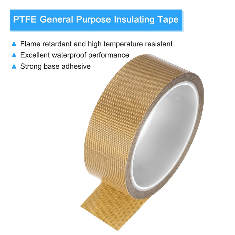 MECCANIXITY 1 Pcs High Temperature Tape 35mm PTFE Coated Fabric Tape Heat Resistant Tape for Vacuum Sealers Adhesive Tape 10m/33ft Brown 0.18mm Thickness 35x0.18mm
