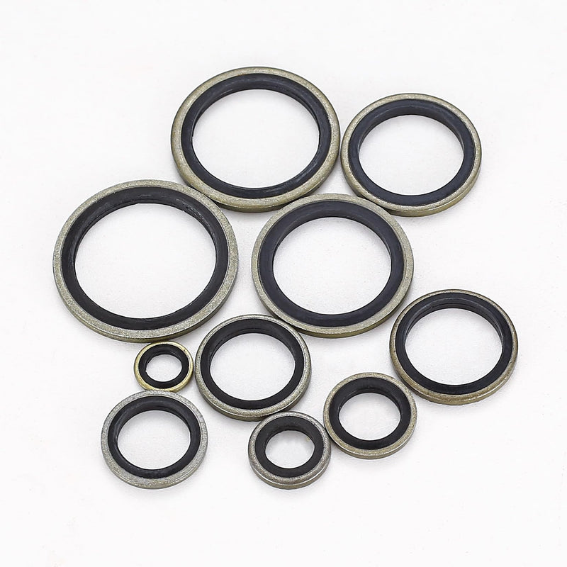 [Australia - AusPower] - 160 Pcs Bonded Seal Washers, Automotive Self-Centered Seal Gasket Set,Rubber Metal Bonded Sealing Washers, Hydraulic Oil Pipe Seal Gasket Washer, O-Ring Assortment Kit, 10 Sizes, M6 to M24 