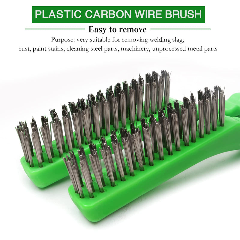 [Australia - AusPower] - MAXMAN Wire Brush Set 2 PCS, Stainless Steel Wire 10 Inch with Plastic Handle Descaling Welding Dust Bending Hand Tool, Teel Brush Rust Remover for Metal, Cleaning Welding Slag Rust Scrubber Brushes Stainless Steel Bristles 