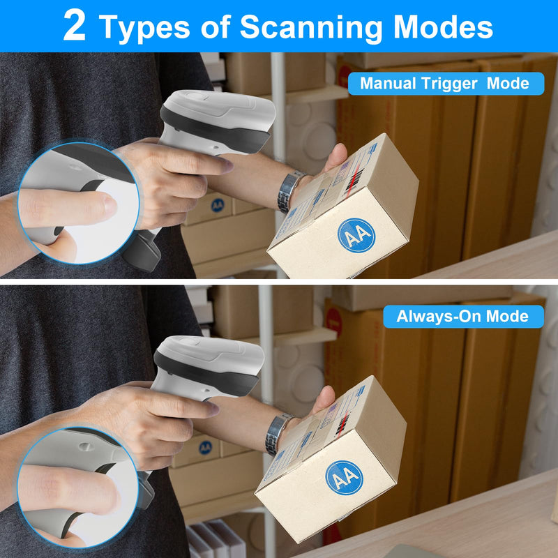 [Australia - AusPower] - Wireless Barcode Scanner, JRHC 1D CCD Barcode Reader with Stand Transmission 2.4GHz Wireless & USB Wired Connection 2 in 1 Plug and Play Handheld Bar Code Scanners for Store Supermarket Warehouse 