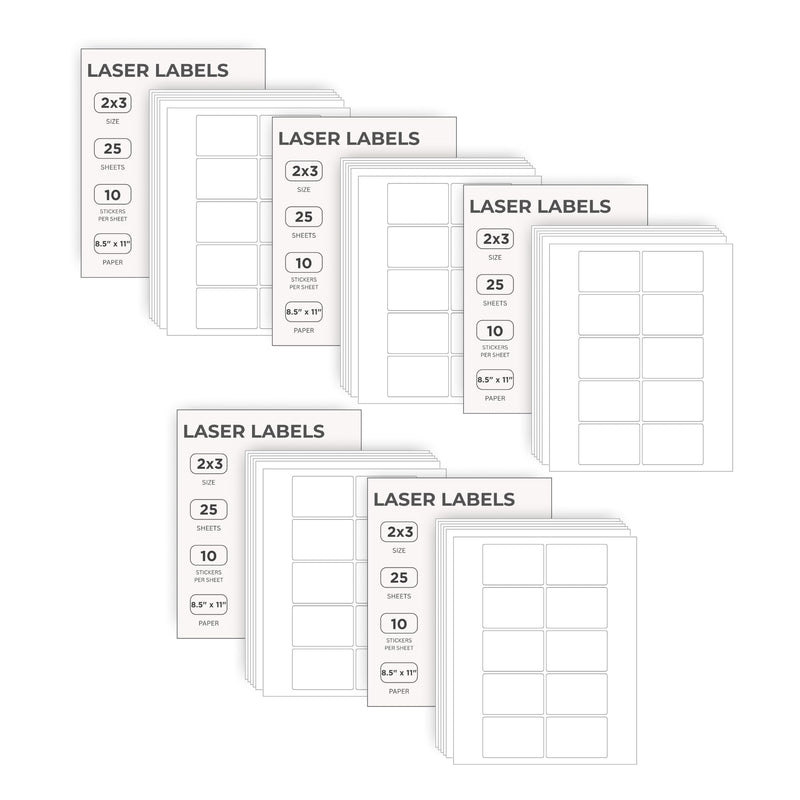 ChromaLabel 2 x 3 Inch Printable Labels, White, Compatible with Laser & Inkjet Printers, 25 Sheets, Pack of 5