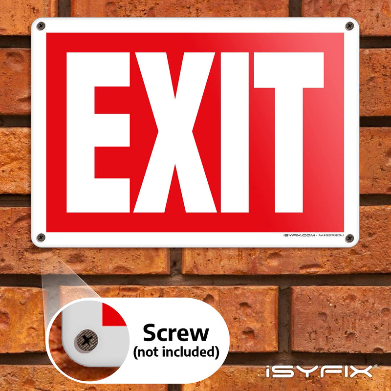 [Australia - AusPower] - iSYFIX Exit Sign – 1 Pack 10x7 Inch – 100% Rust Free .040 Aluminum Signs, Laminated for Ultimate UV, Weather, Scratch, Water and Fade Resistance, Indoor and Outdoor, Exit Signs for Exterior. Red 10x7 Aluminum 