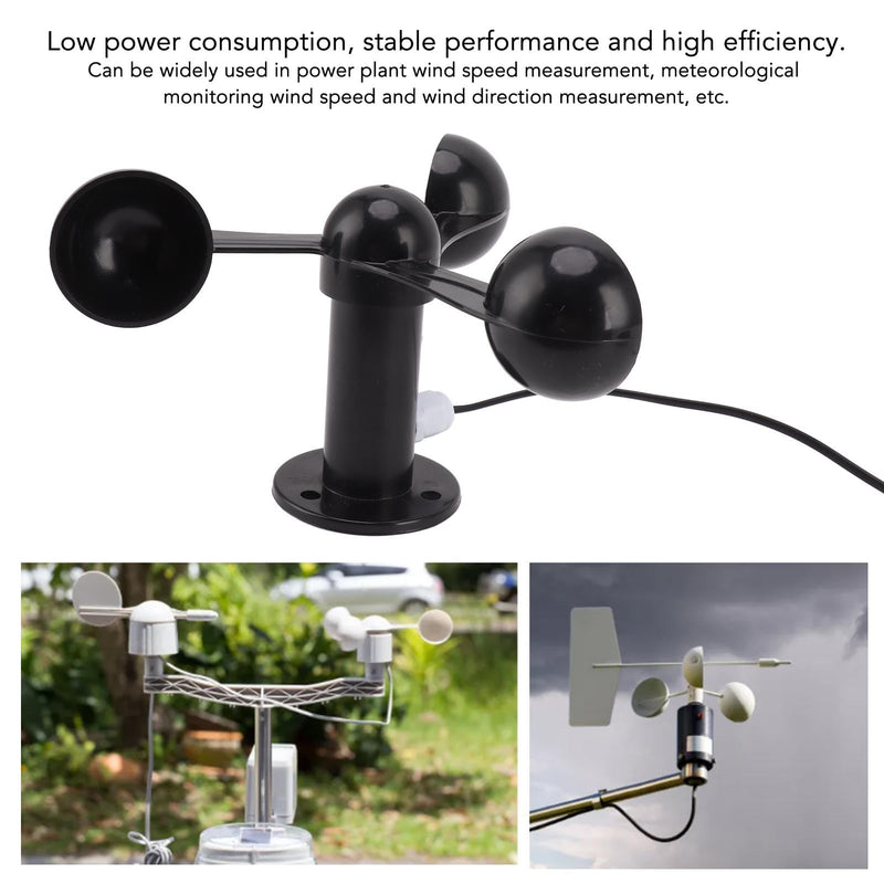 [Australia - AusPower] - Wind Speed Sensor, 0-3.8 V, 3 Cups, Pulse Signal Output, Anemometer Sensor, Anti-Interference Wind Measurement Detector with 8 m Waterproof Cable, 4 cm Mounting Hole 