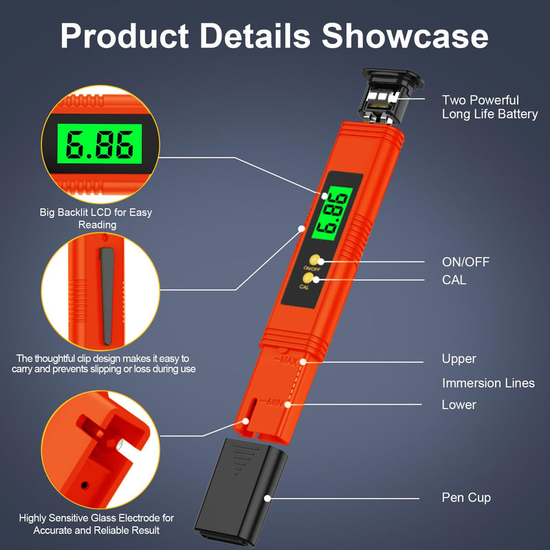 [Australia - AusPower] - 2024 All-New pH Meter for Water - High Accuracy Digital pH Tester (0.01 Precision) with UL Certification and 3 pH Calibration Powders - Ideal for Home Water, Hydroponics, Aquariums, Pools, and More 