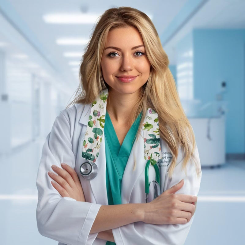 [Australia - AusPower] - 2 Pack Stethoscope Cover Green Cactus Stretchy Stethoscope Cover Scrunchie with Button and Tube Stethoscope Covers for Hospital Doctors Women 