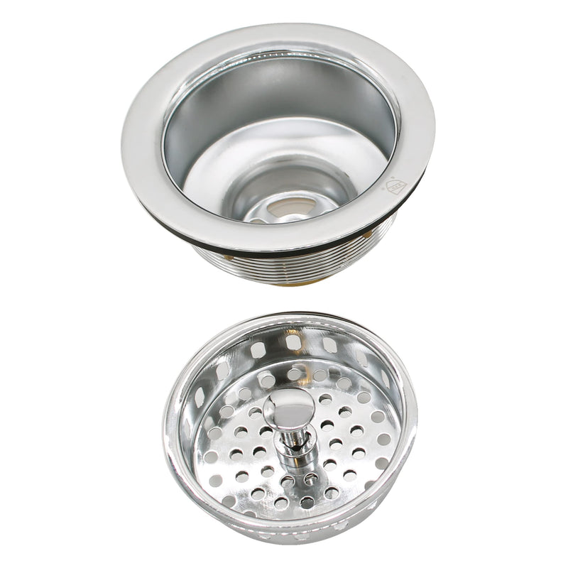 Westbrass D2165-05 Post Style Large Kitchen Basket Strainer with Waste Disposal Flange and Stopper, Polished Nickel 1 Pack