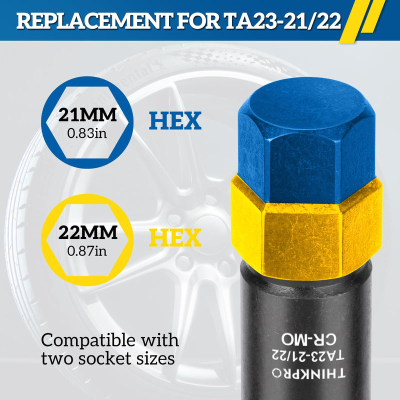 [Australia - AusPower] - 10 Spline Lug Nut Key Replacement for TA23-21/22, Compatible with Bimecc 10-Spline Lug Nuts and Lug Bolts,10 Point Spline Lug Nut Key,Passenger 21MM and 22MM Hex Drive, CR-MO 