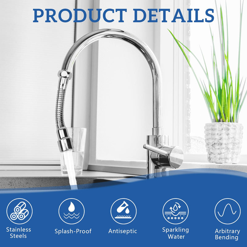[Australia - AusPower] - VZXZXE Tap Extension 14 cm, 360° Swivel Function, Explosion-proof and Rustproof, Suitable for Bathroom and Kitchen Tap Extensions Silvery 14cm 