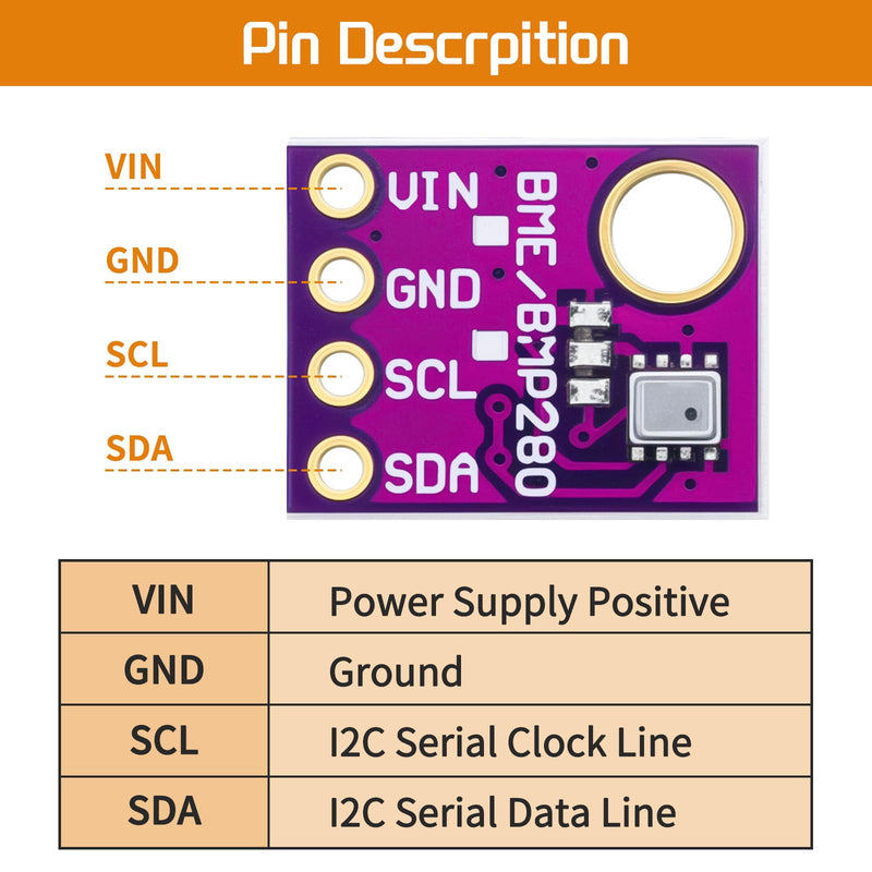 [Australia - AusPower] - 10pcs BMP280 5V Sensor Module GY-BMP280-5 Atmospheric Pressure Sensor Temperature Humidity Sensor I2C Interface Compatible with Arduino 