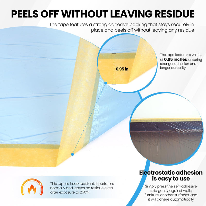 Pre-Taped Masking Film Film and Masking Tape in one Plastic Tape and Drape Roll Painters Plastic 55" x82feet (2 Pack) 2