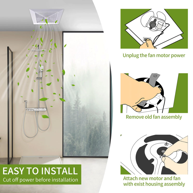 [Australia - AusPower] - Universal Bathroom Fan Motor Replacement by PANDEELS - SM550 Electric Vent Fan Motor Kit - Replacement for Nutone Broan 50 CFM 120V 3000 RPM - Replace C01575 65100 EM550 EM750 