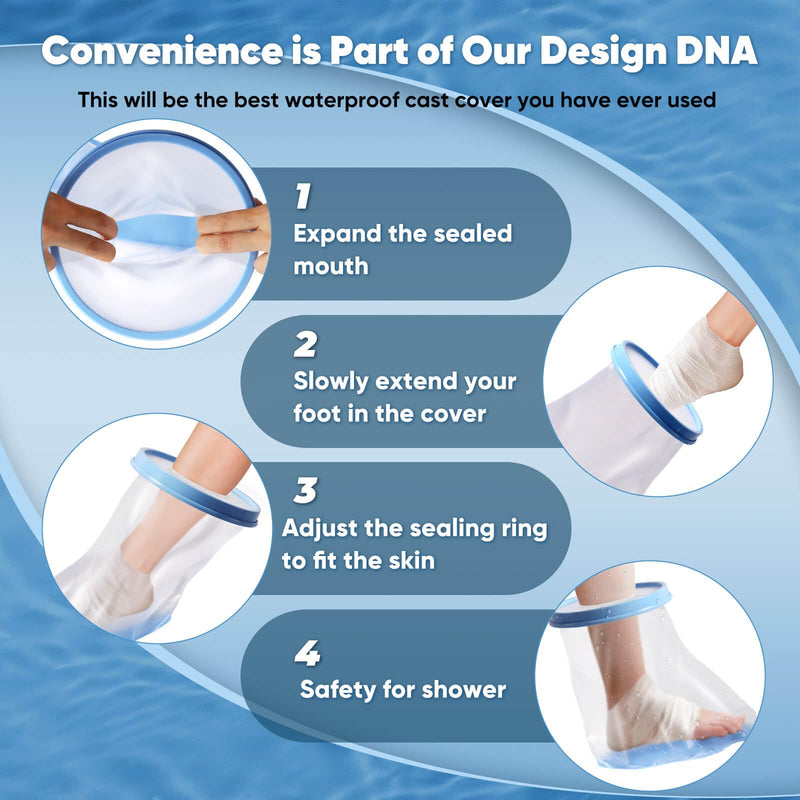 [Australia - AusPower] - Waterproof Leg Cast Cover for Shower Adult Shower Boots for Leg After Surgery with Non-Slip Bottom Ankle Foot Cast Protector for Surgery Bandage Dressing Wound [2025 Upgraded] New-Half Leg 
