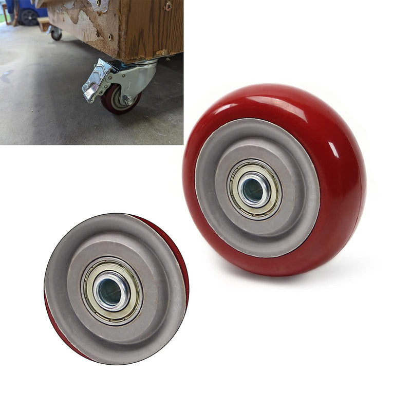 4 PCS 4 Inches Caster Wheels Red Heavy Duty Plate Shelf Replacement Wheels for Platform up to 352 LBS/160KG