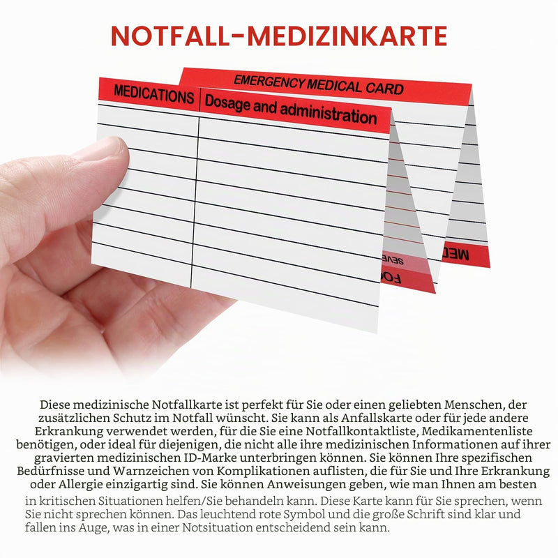 DLUGOPIS Pack of 12 Red Medical Emergency Card - Medication List & Medical Alert Wallet Card