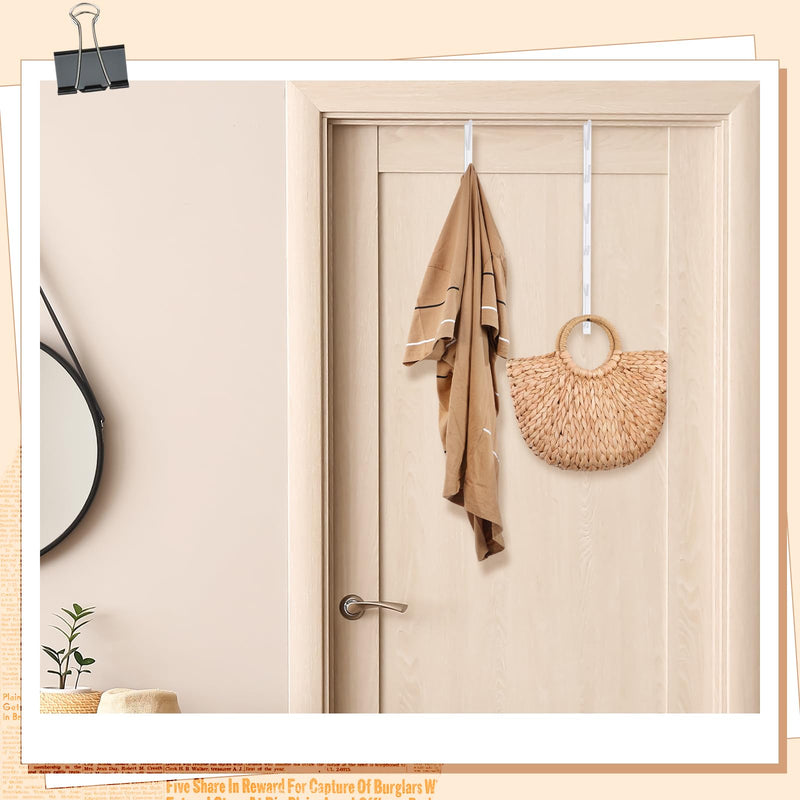 [Australia - AusPower] - Tandefio 2 Pack Over The Door Hook Hanger Comes with 6 Hooks from Large to Small 14'' Metal Over The Door Hooks Hanger for Hats Coat Scarf Purse Bags Scarf Keys and More (White) White 