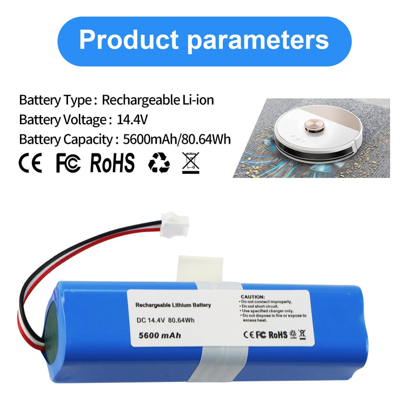 [Australia - AusPower] - MULS 5600mAh Replacement Battery for Laresar L6 Pro, Ultenic T10 Pro T10 Elite, Viomi S9, HONITURE Q6 Pro Q6 Se, Lydsto R1, Philips FC8972, Haier TAB-T530S, Zoozee Z50 Robot Vacuum Cleaner 14.4V 