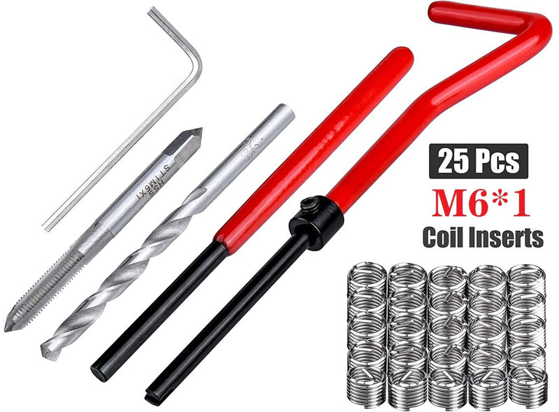 [Australia - AusPower] - fixinus 30 Piece M6 x 1.0mm Thread Repair Insert Kit, Stainless Steel Thread Repair Kit Helicoil Coil Compatible Hand Tool Set for Auto Repair 