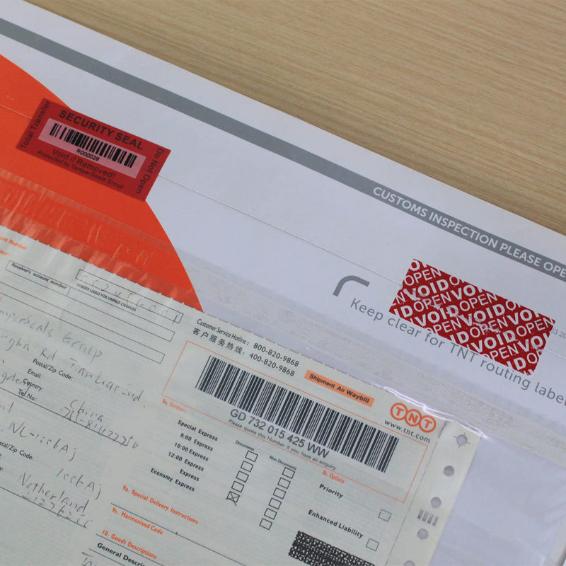 100pcs 25x60mm Red Total Transfer Tamper Evident Security Void Stickers/Labels/Seals with Barcode